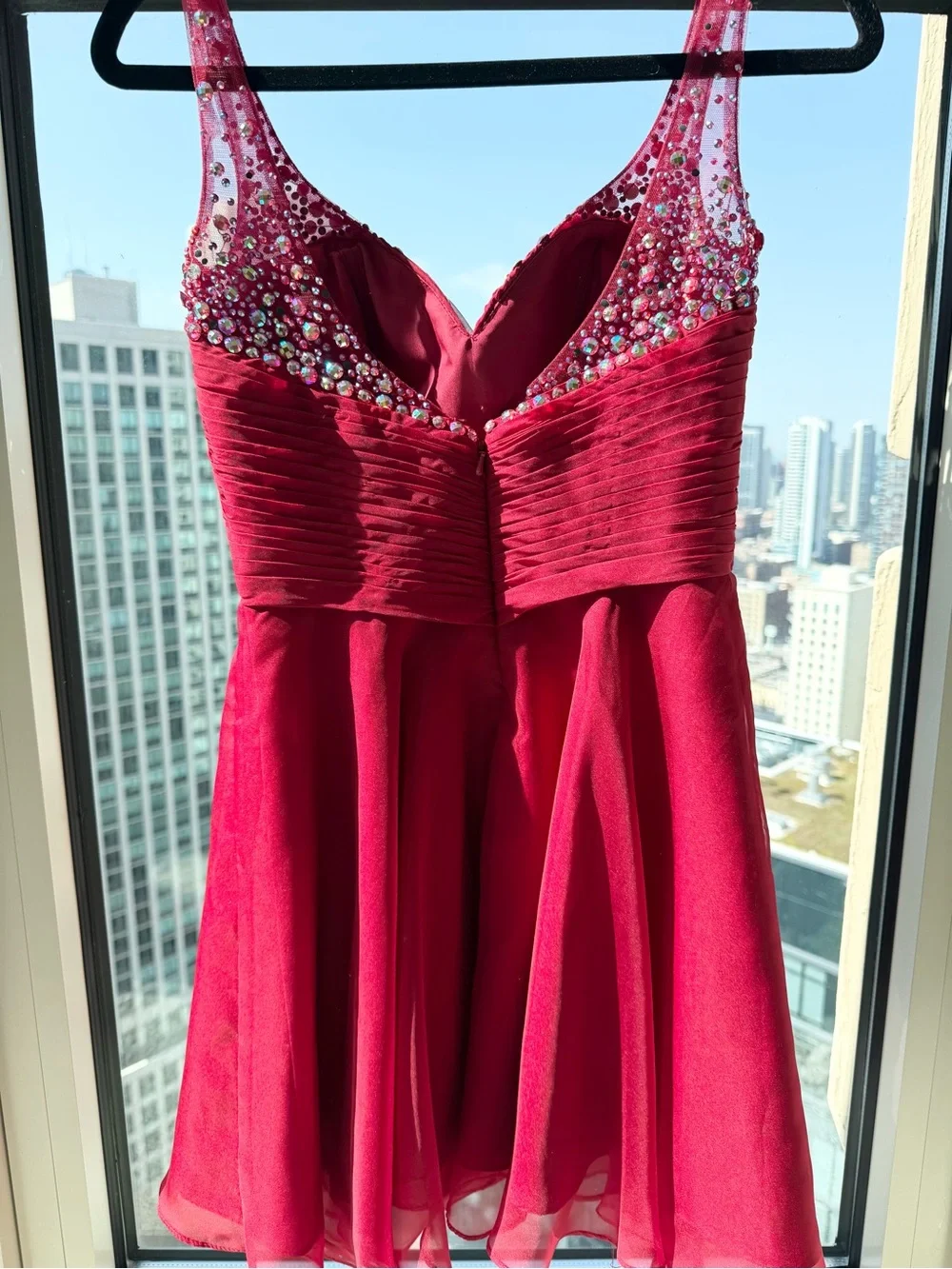 Alyce Paris Fit & Flare Homecoming Dress Ruched Top Sheer Chiffon w/Sequins - 0